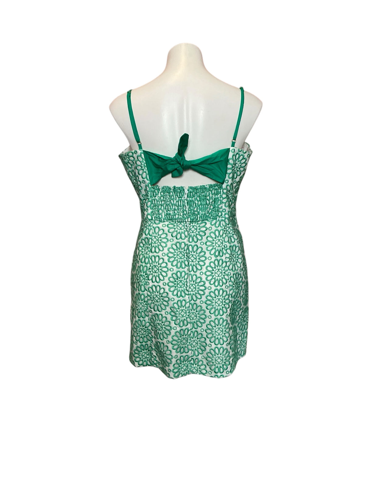 Lilly Pulitzer NWT Shelli Eyelet Romper Resort White X Botanical Green Oversized Pinwheel Eyelet - Size 12