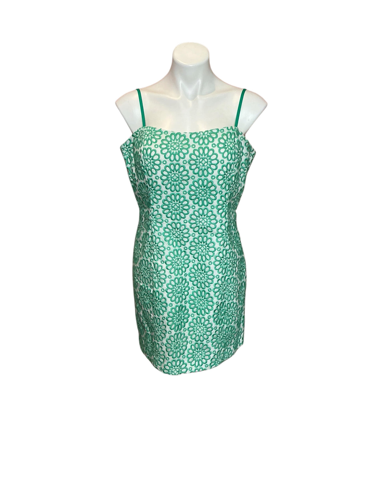 Lilly Pulitzer NWT Shelli Eyelet Romper Resort White X Botanical Green Oversized Pinwheel Eyelet - Size 12