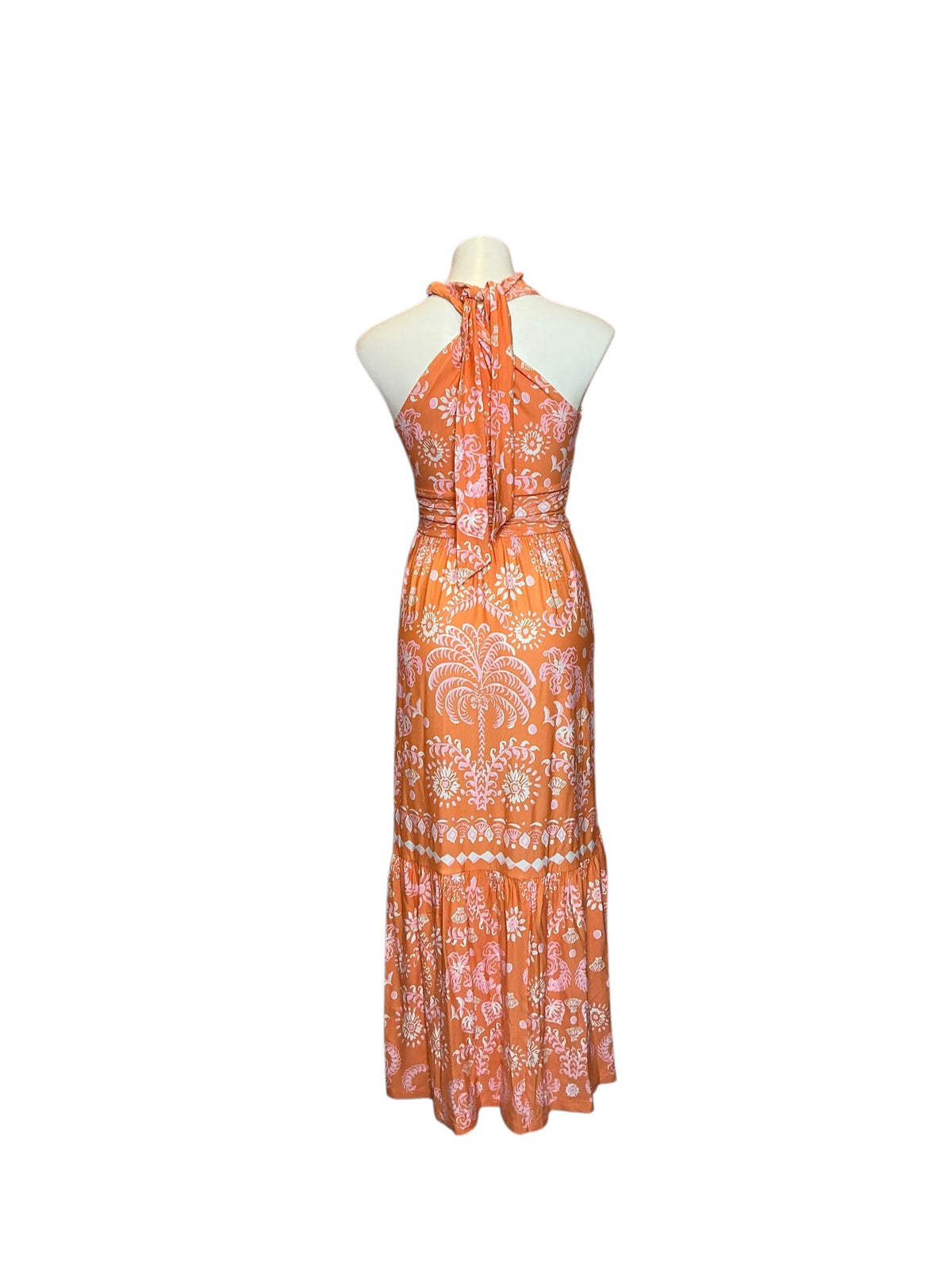 Lilly Pulitzer NWT Montecito Halter Maxi Papaya Breezy Palm Engineered - Size XS