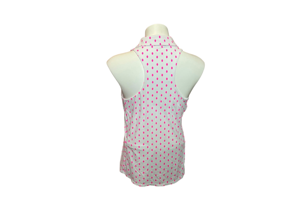 Lilly Pulitzer NWT Lakelyn Bra Polo Top UPF 50+ Prosecco Pink Oval Dot - Size L
