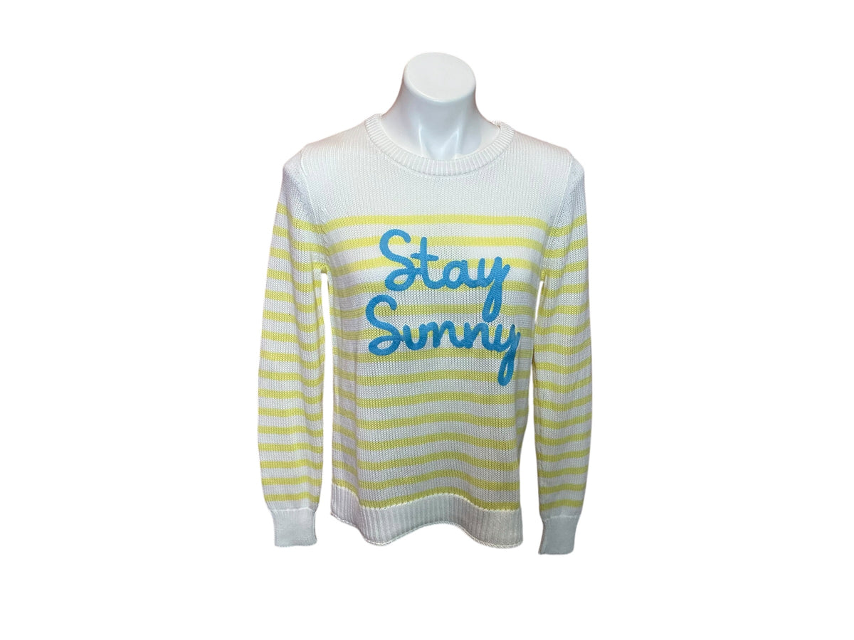 Lilly Pulitzer NWT Kelsa Sweater Resort White Stay Sunny Embroidery - Size S