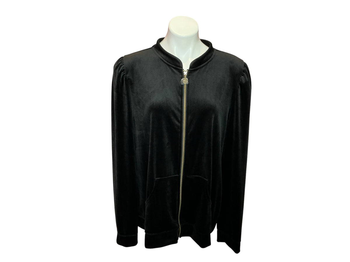 Lilly Pulitzer NWT Evanna Velour Zip-Up Jacket Onyx - Size XXL