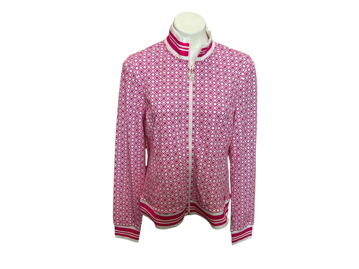 Lilly Pulitzer NWT Regate Jacket UPF 50+ Passion Fruit Pink X Resort White - Size M