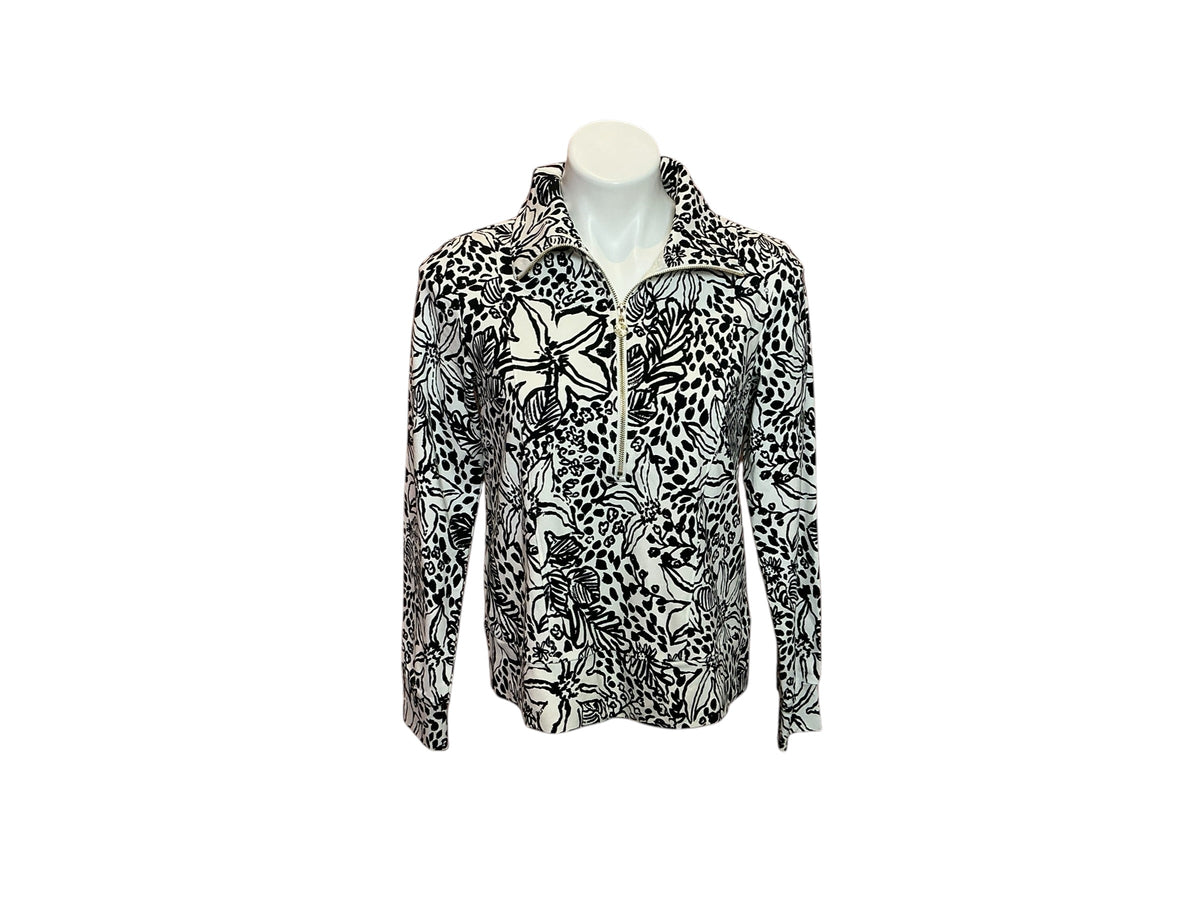 Lilly Pulitzer NWT Eleni UPF 50+ Pullover Onyx Lots To Spot - Size XS