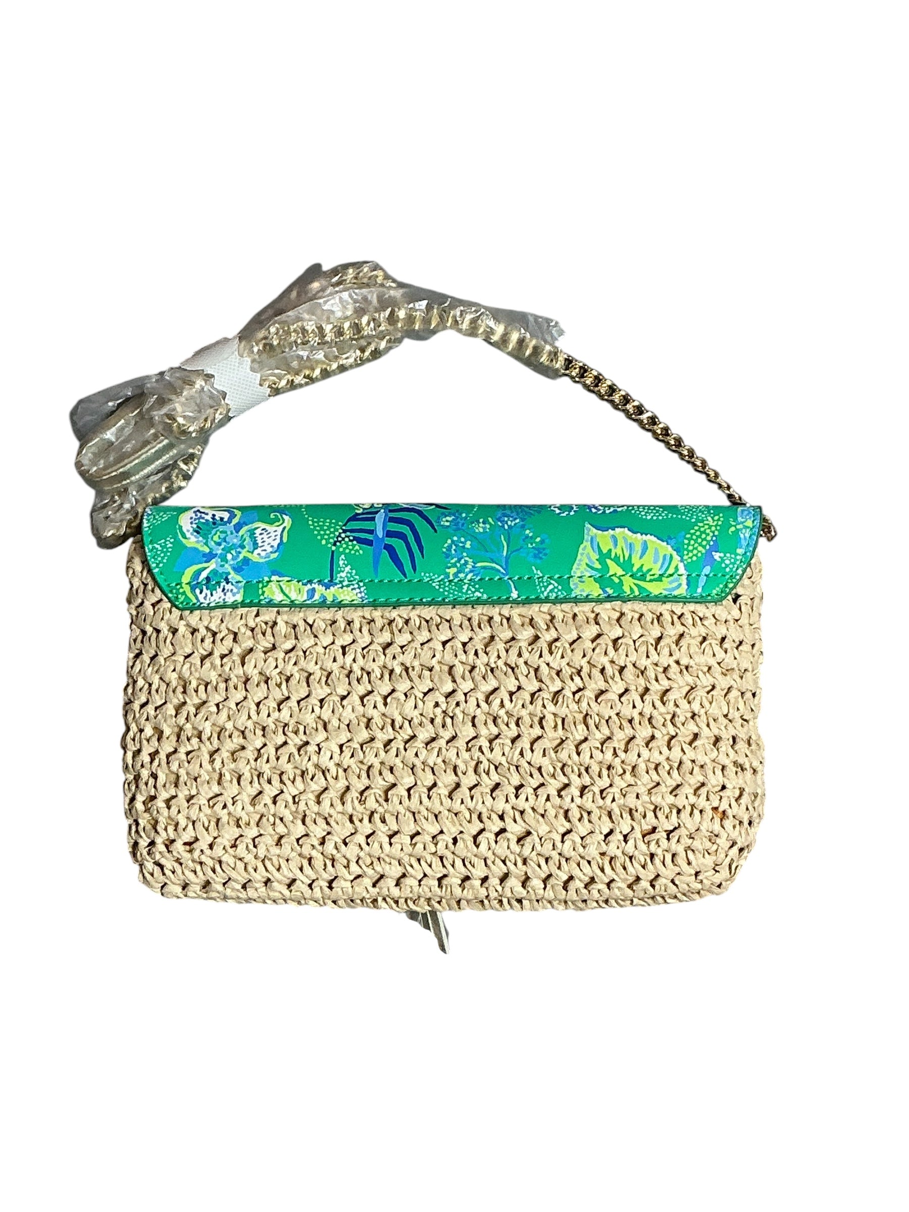 Lilly Pulitzer NWT Straw Crossbody Clutch - Botanical Green - In A Flutter Accessory
