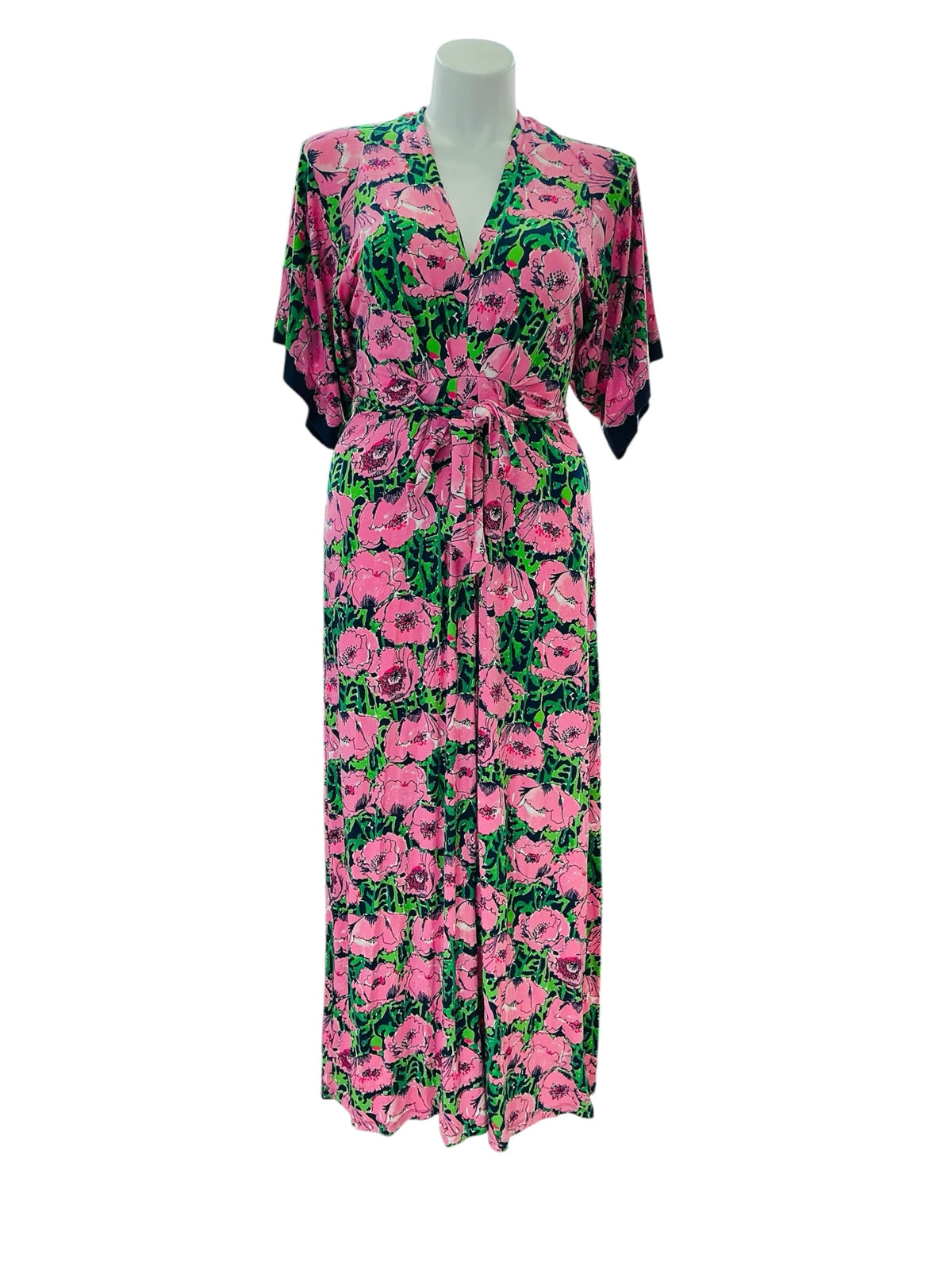Lilly Pulitzer Wisteria V-Neck Maxi Dress Low Tide Navy Florrie - Size 8