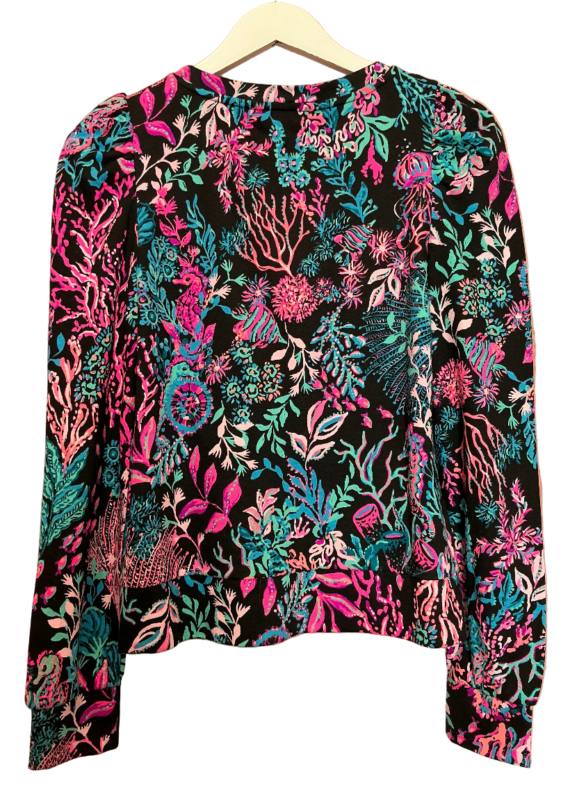 Lilly Pulitzer NWT -  Jansen Sweatshirt - Onyx Twilight Coral - Size Small