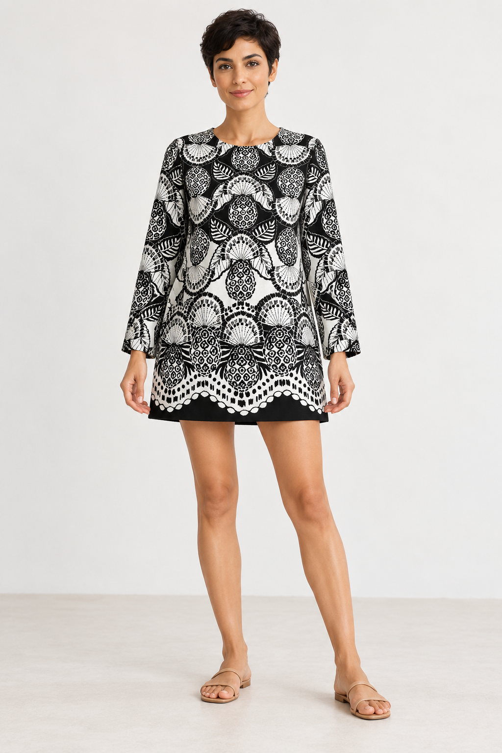 AI-generated model preview of Lilly Pulitzer Annwyn - Long-Sleeve Romper - NWT - Size 0. Original product photos show the exact item.