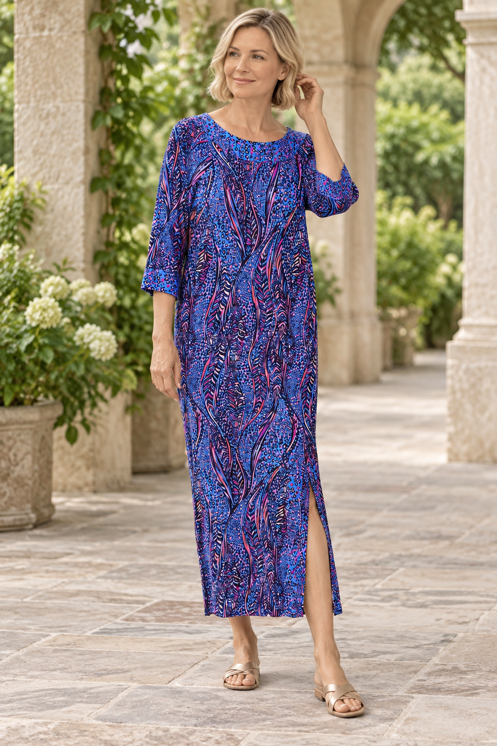 AI-generated model preview of Lilly Pulitzer Carabella Dress Size M. Original product photos show the exact item.