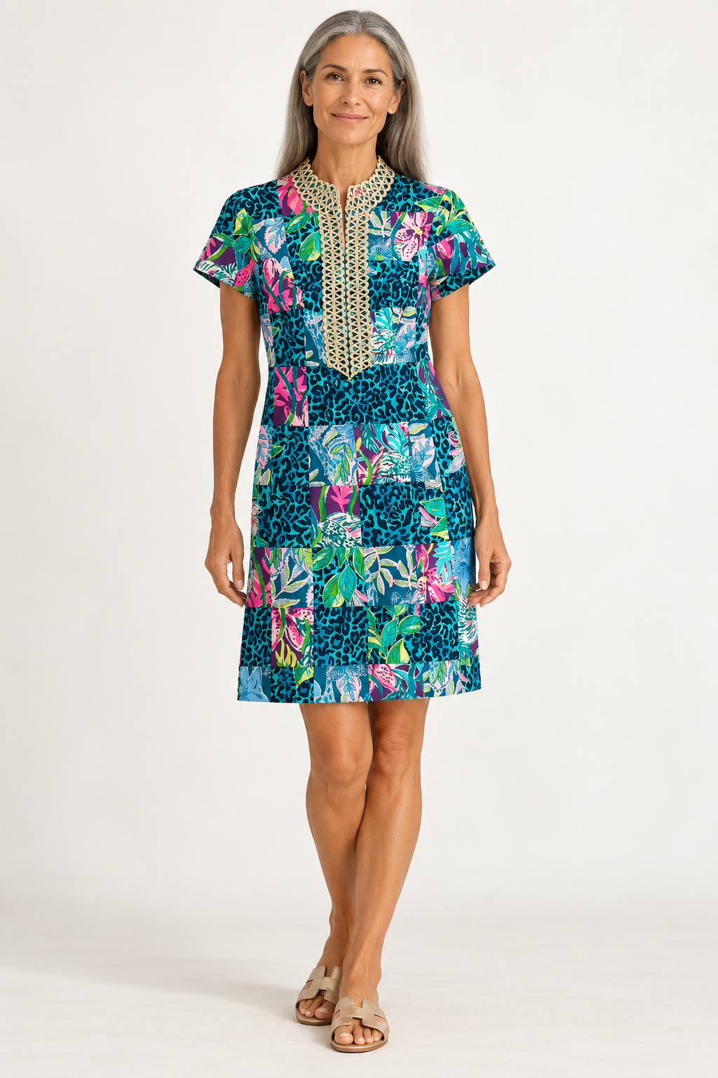 AI-generated model preview of Lily Pulitzer Adrena Shift - Multi Popup Lillys Party - NWT - Size - 2. Original product photos show the exact item.