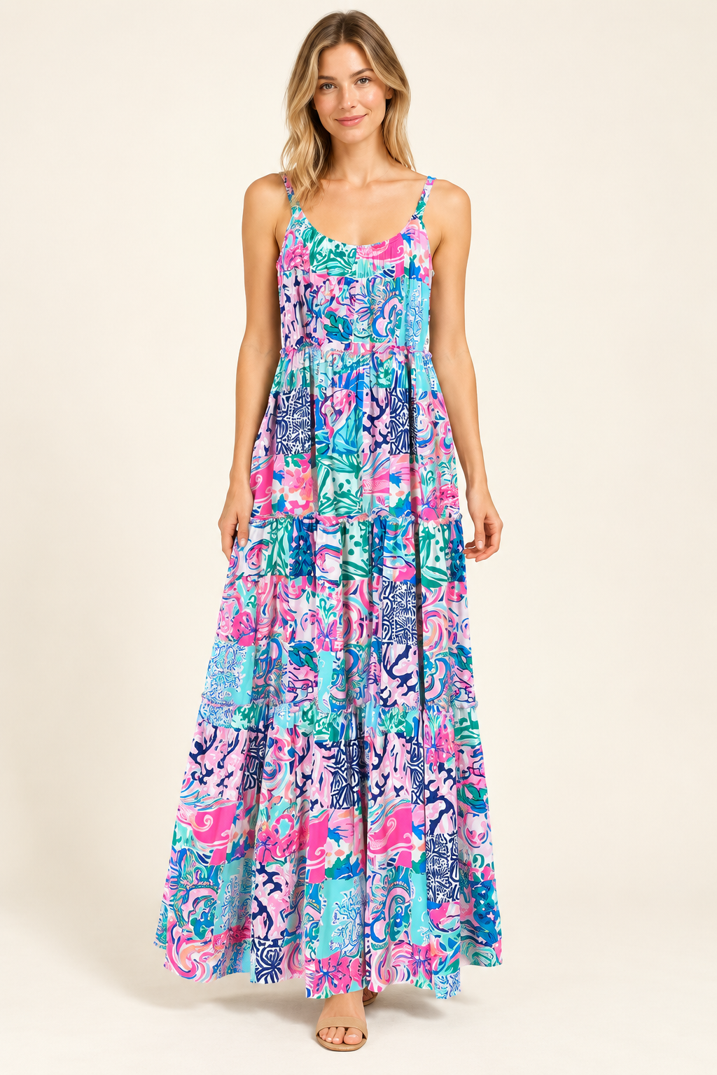 AI-generated on-model preview of the Loro Maxi Dress XS. See original product photos for exact item details.