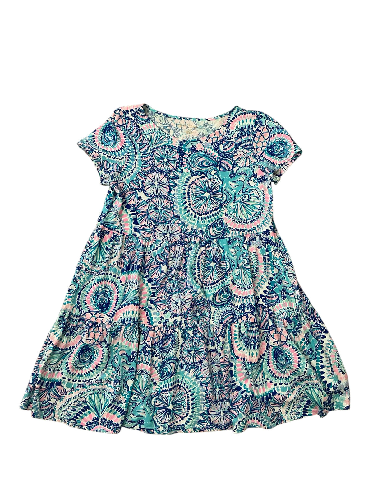 Lilly Pulitzer Kids Mini Geanna Swing Dress Blue Grotto Commotion in the Ocean - Size XL 12-14