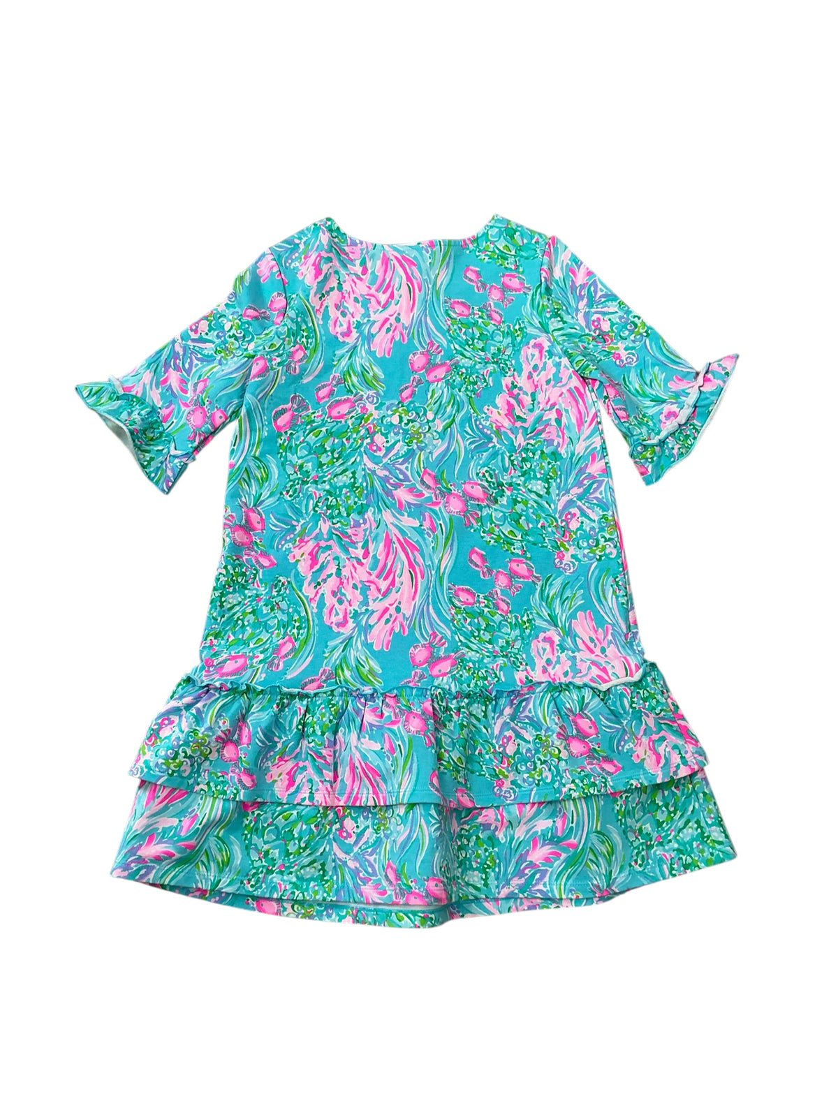 Lilly Pulitzer Kids Kailyn Dress Amalfi Blue Best Fishes - Size L (8-10)