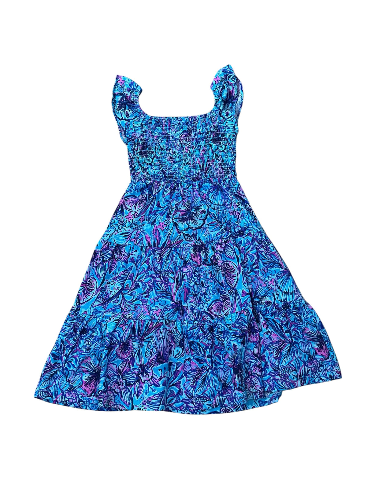 Lilly Pulitzer Kids Mini Jilly Midi Dress Breakwater Blue Shells N Bells - Size XS