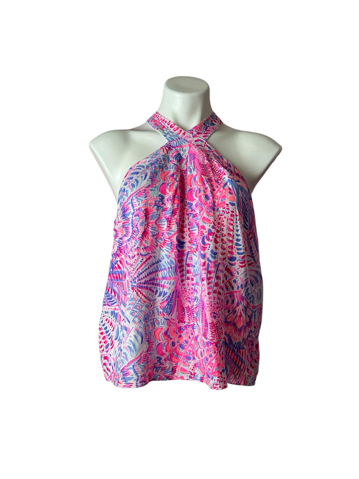 Lilly Pulitzer Rori Halter Top Raz Berry Sea You Soon - Size M