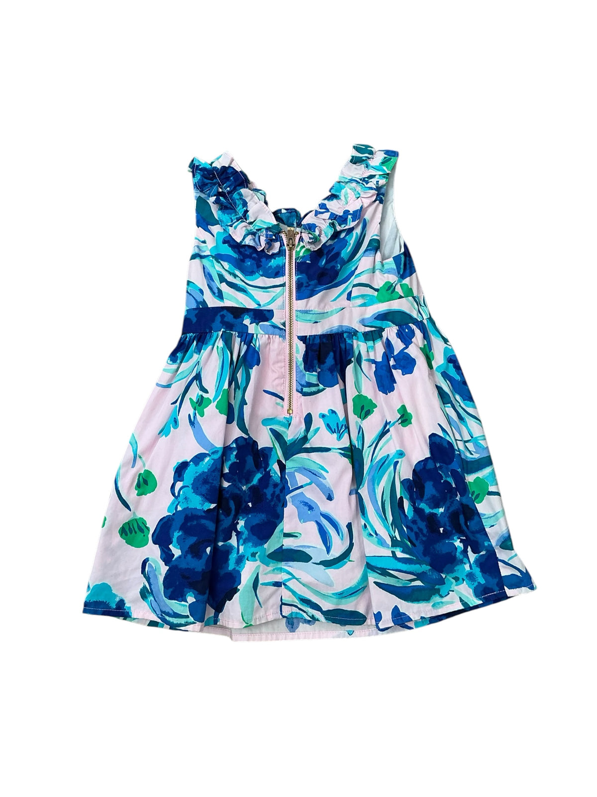 Lilly Pulitzer Kids Georgina Dress Pink Tropics Tint Sweet Pea Blue - Size 2