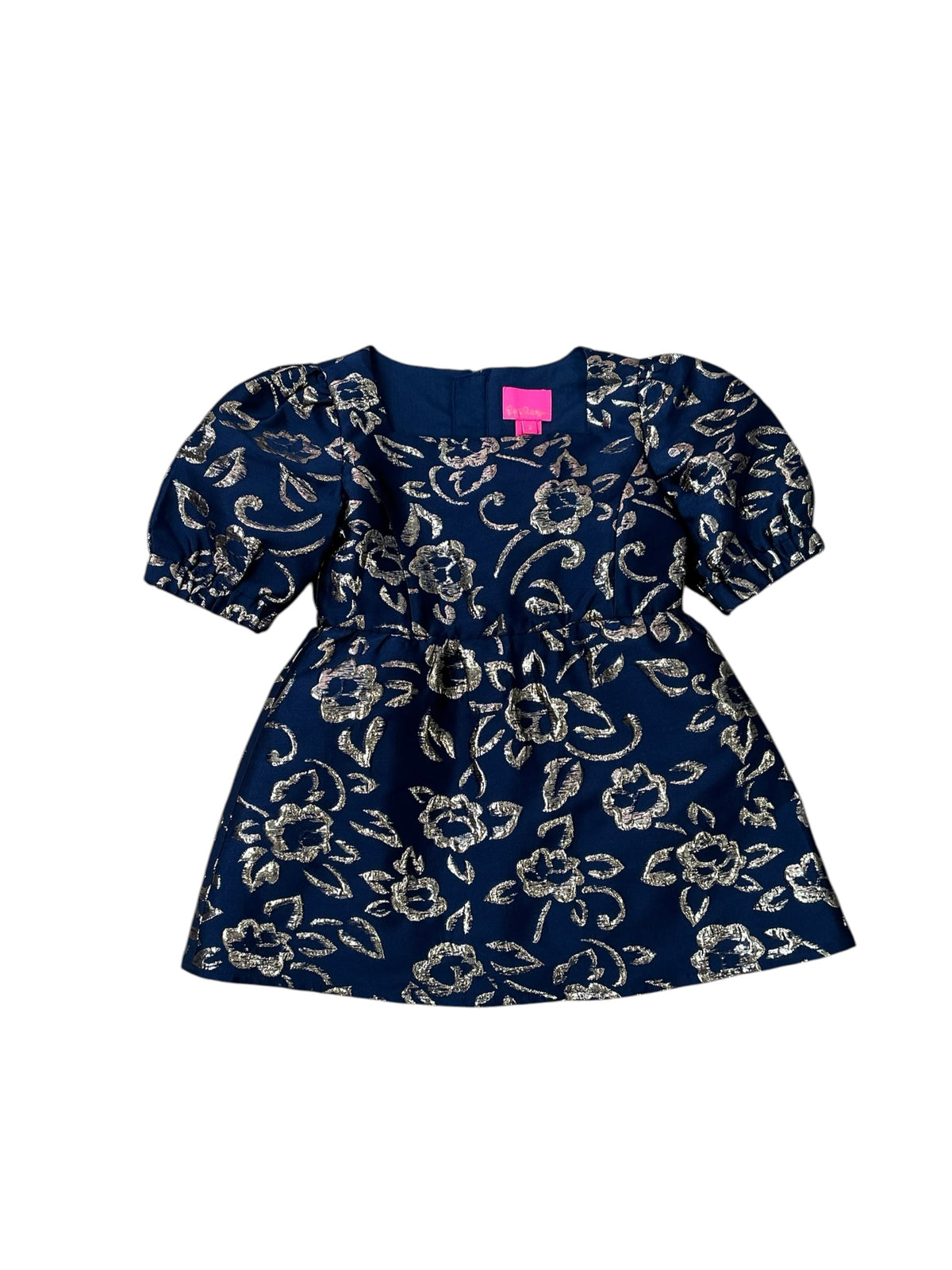 Lilly Pulitzer Kids Mini Kasslyn Dress Gold Puff Floral -  Size 2