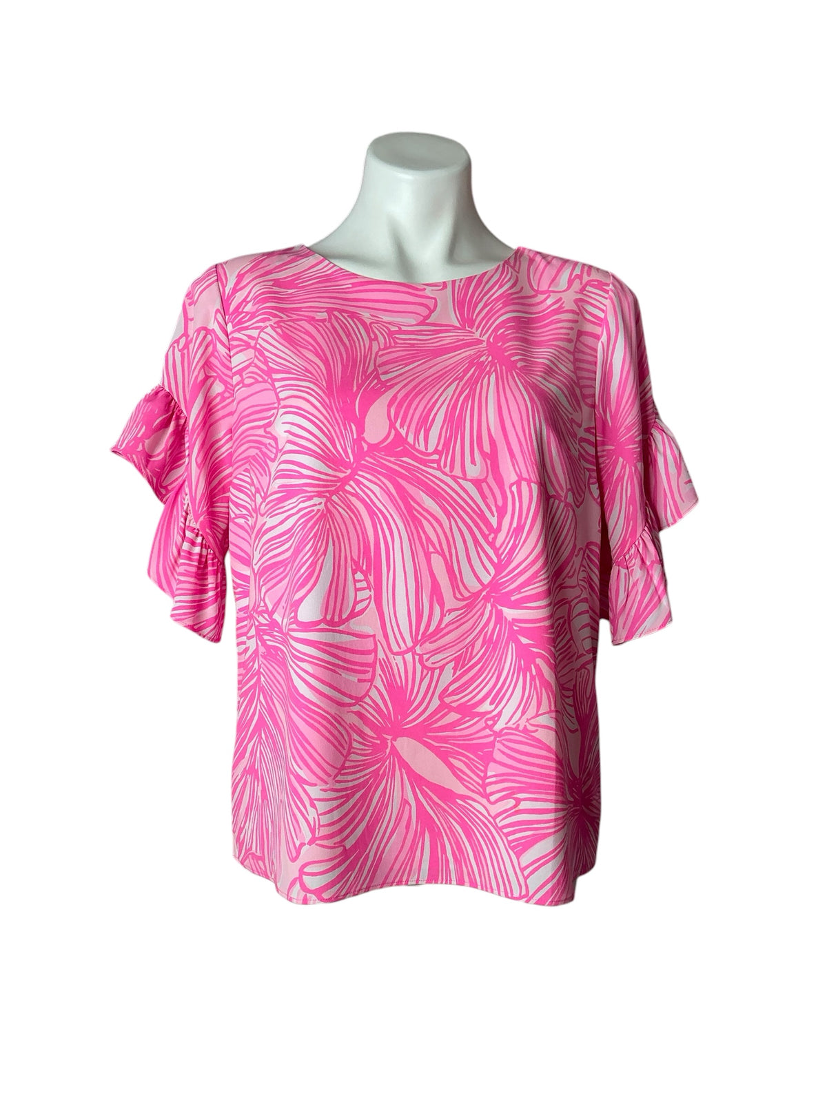 Lilly Pulitzer Darlah Lileeze Top Prosecco Pink Fronds Place - Size S