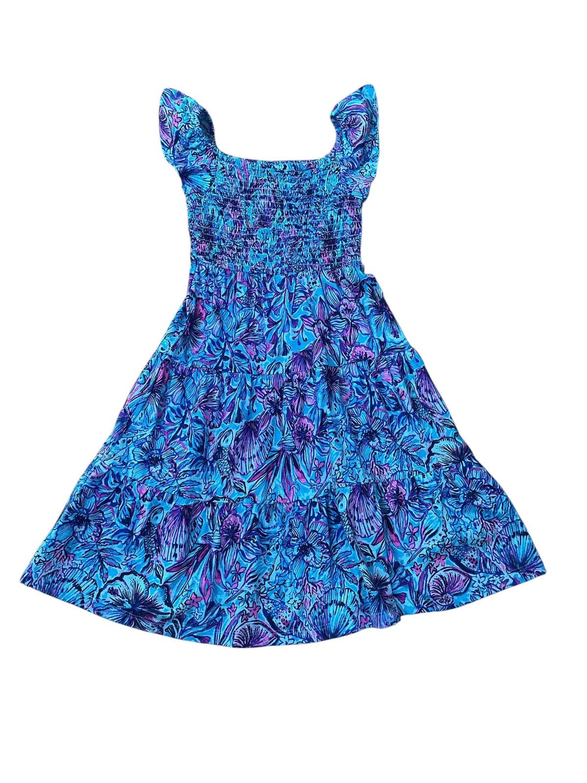 Lilly Pulitzer Kids Mini Jilly Midi Dress Breakwater Blue Shells N Bells - Size XS