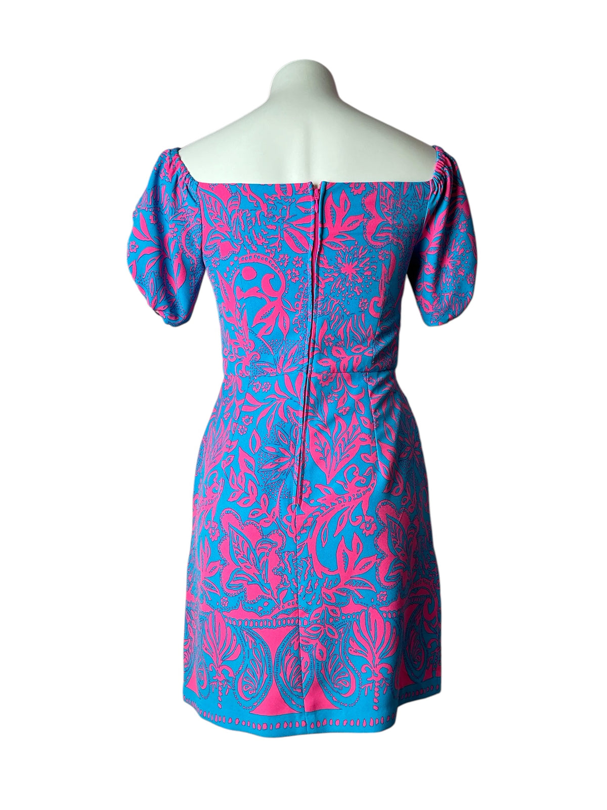 Lilly Pulitzer Jada Off The Shoulder Romper Aura Pink Leaf An Impression - Size 2