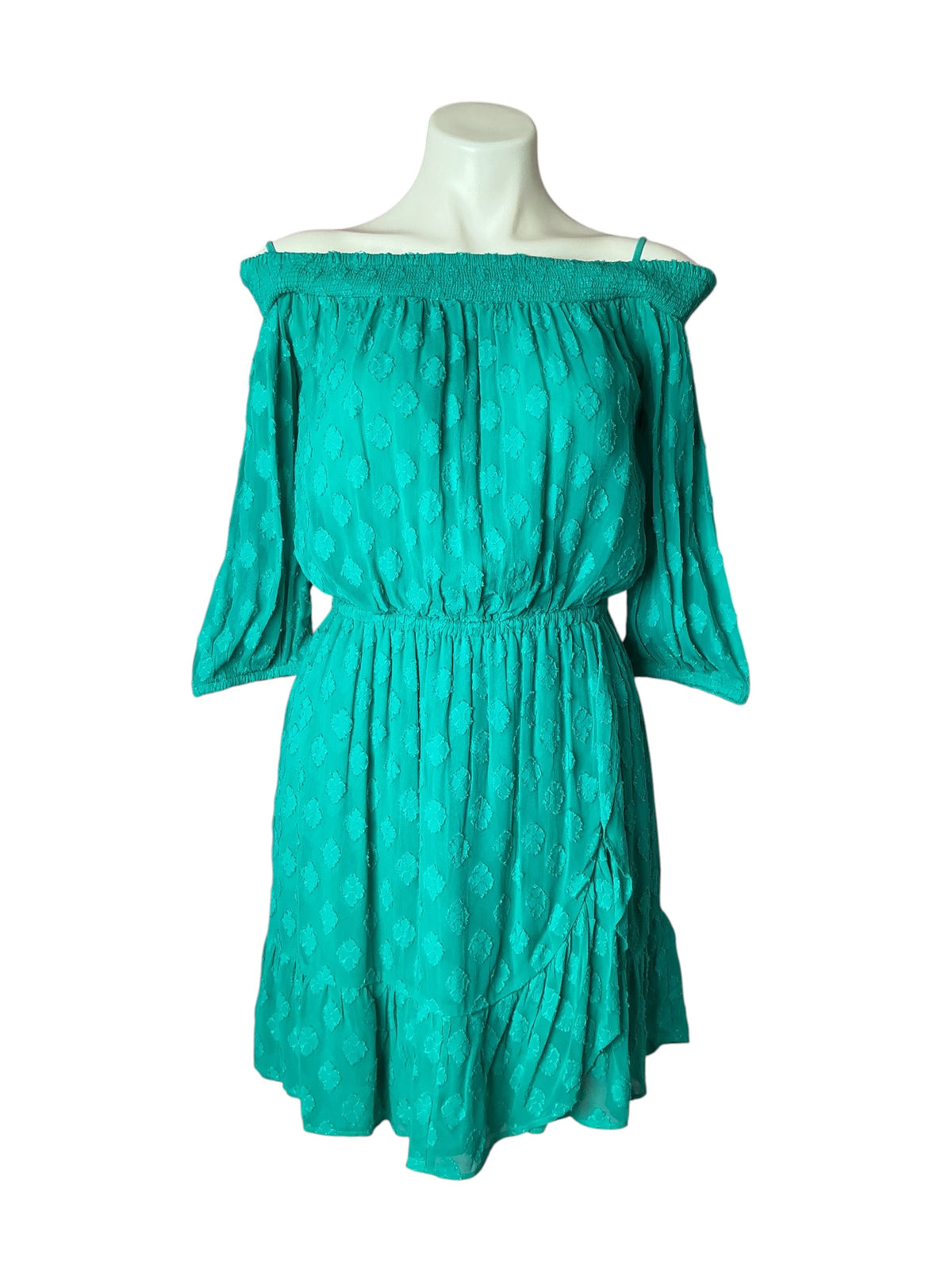 Lilly Pulitzer NWT Rochelle Off The Romper Shoulder Water Lilly Green Daiquiri Ditsy Rayon - Size S