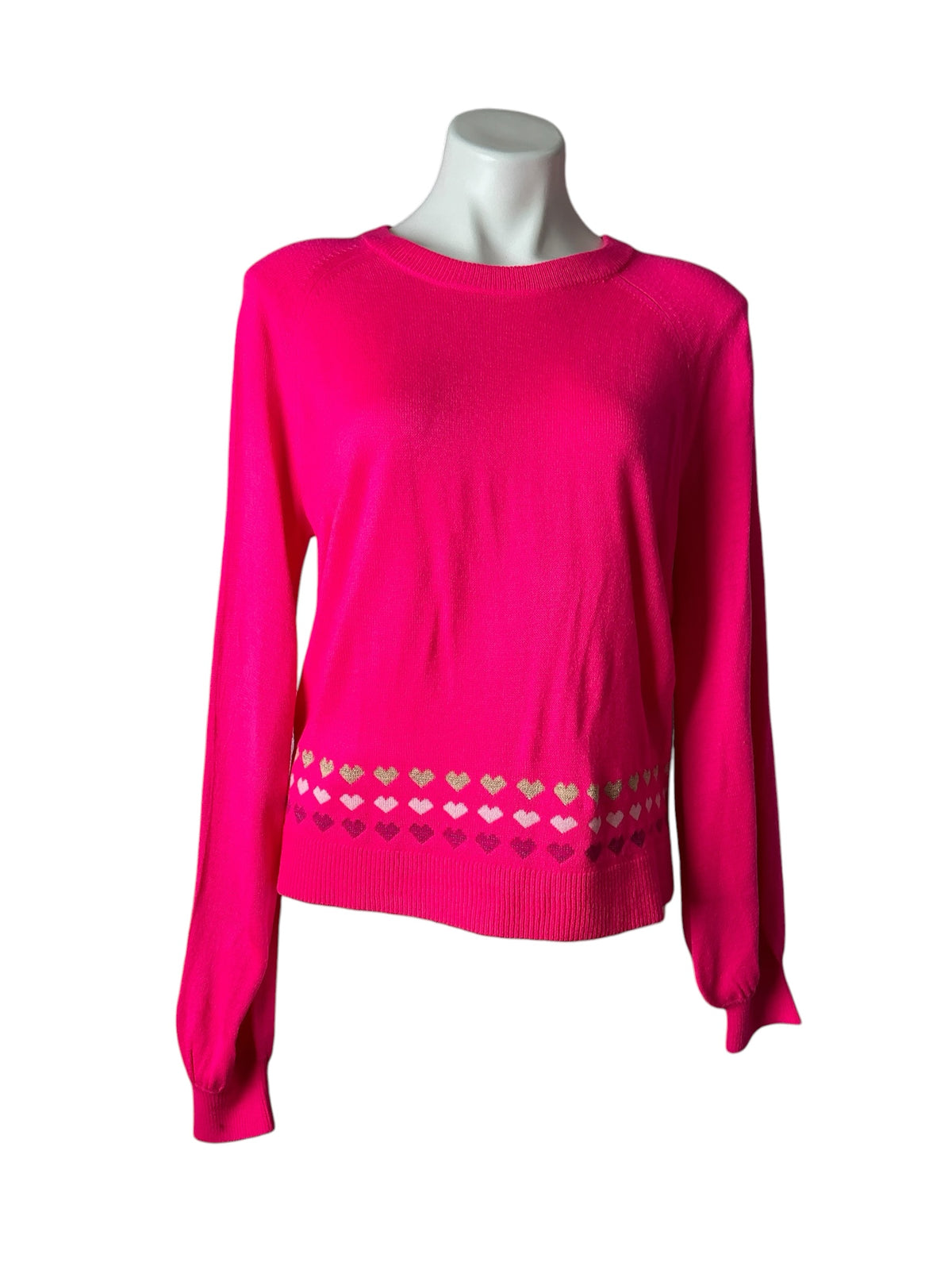 Lilly Pulitzer Alyona Sweater Pink Grenadine Heart Jacquard - Size M