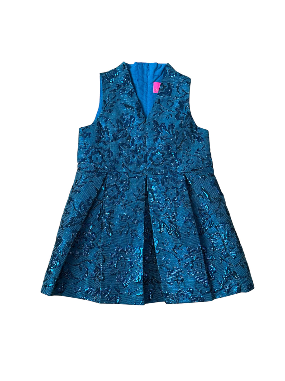 Lilly Pulitzer Girls Mini Tanlee Dress Teal Bay Blooming Brocade - Size 2
