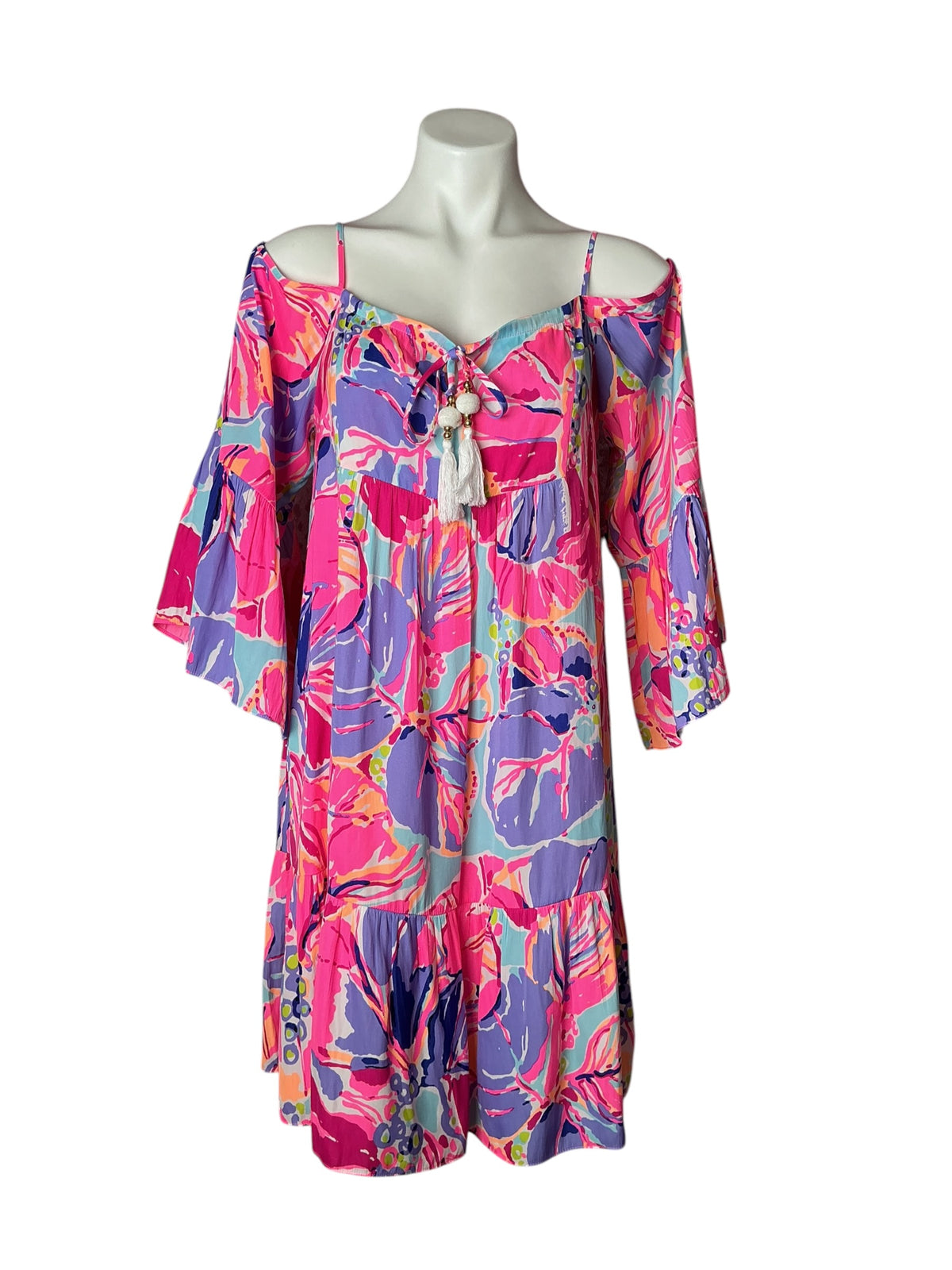 Lilly Pulitzer Alanna Off The Shoulder Dress Multi Jam Out - Size M