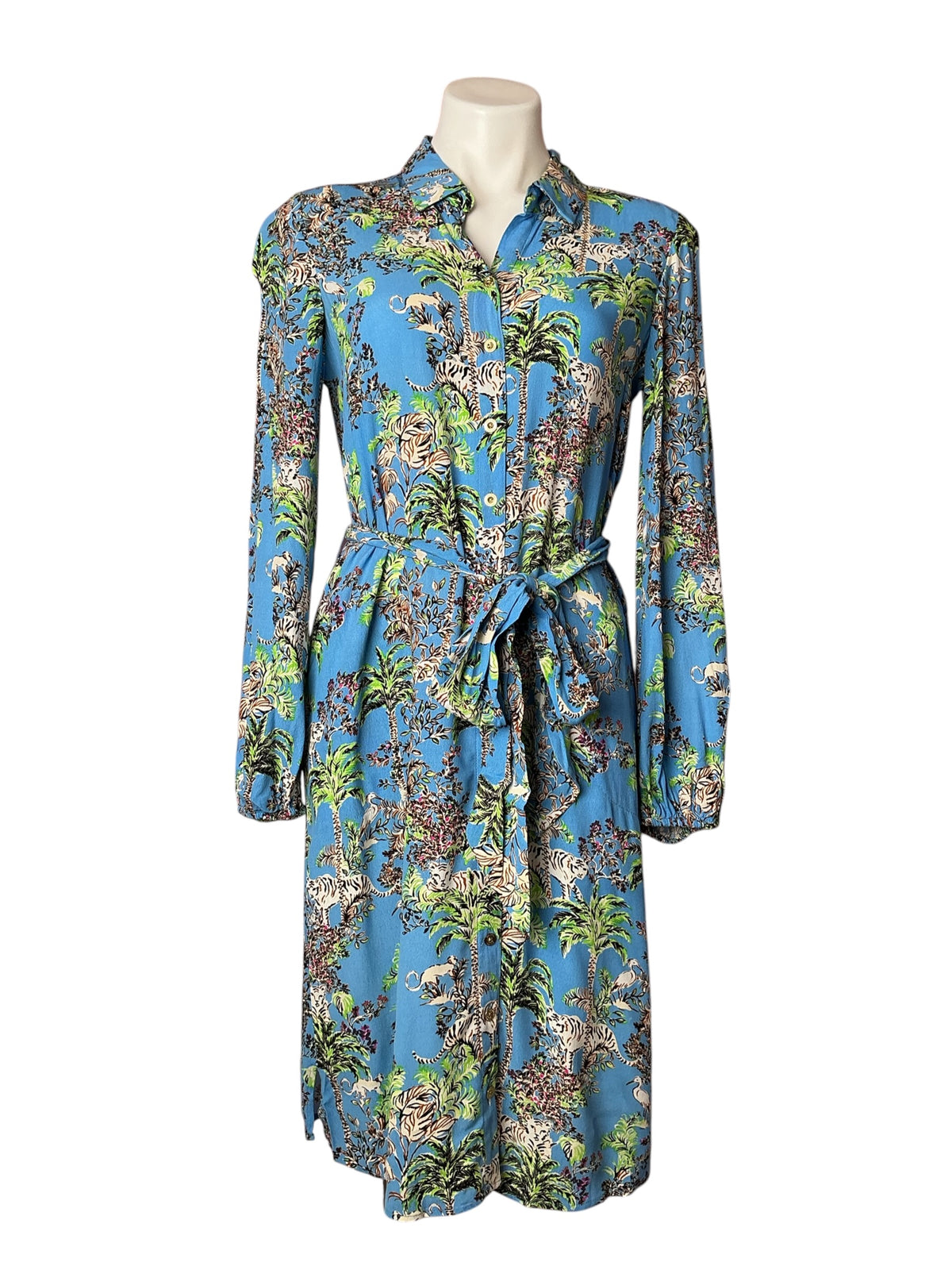 Lilly Pulitzer Shirt Dress Bethanne Blue Thistle Tiger Queen - Size S